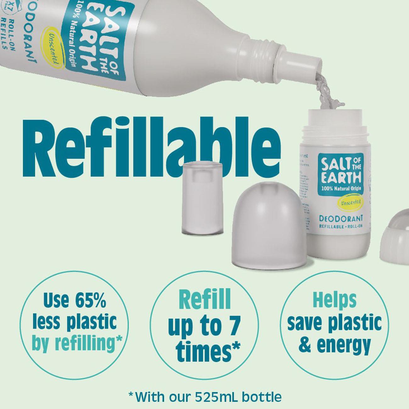 Unscented Refillable Roll-On Deodorant 75ml
