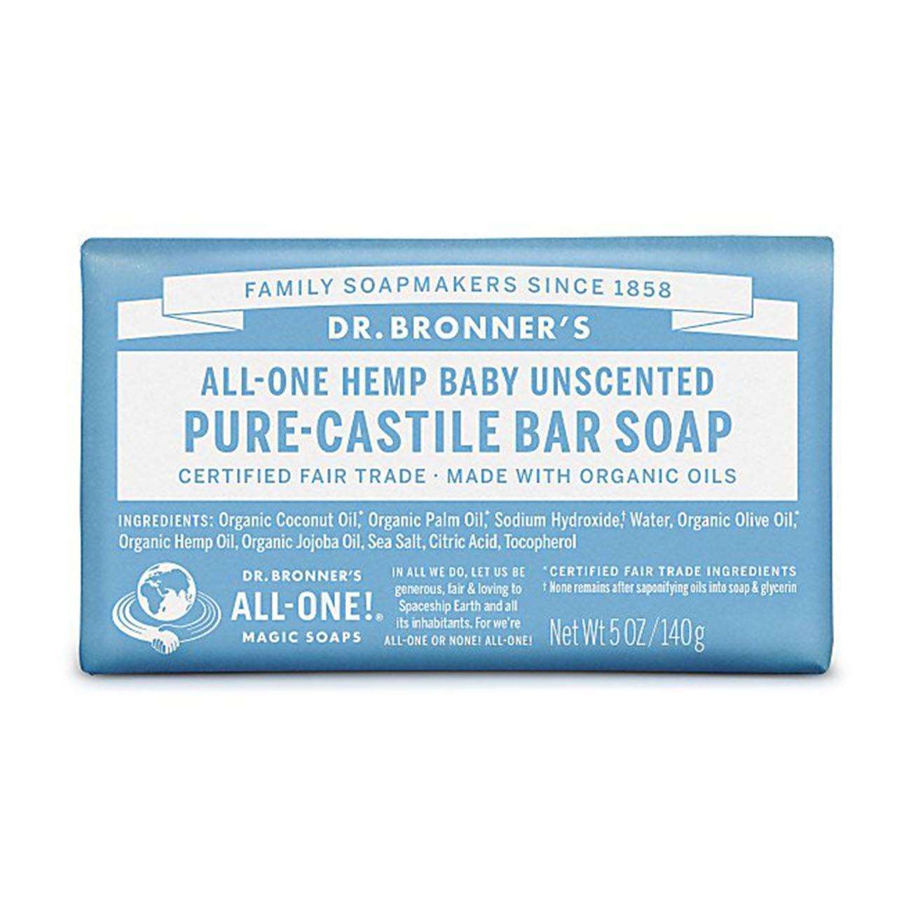 Baby Unscented Pure - Castile Bar Soap 140g - Eco Natural Products - Dr. Bronner - Bar Soap