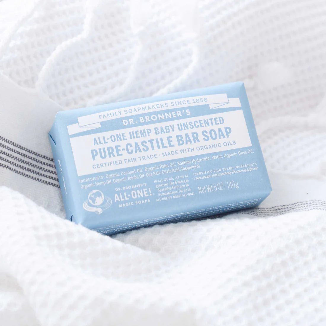 Baby Unscented Pure - Castile Bar Soap 140g - Dr. Bronner - Bar Soap - Eco Natural Products