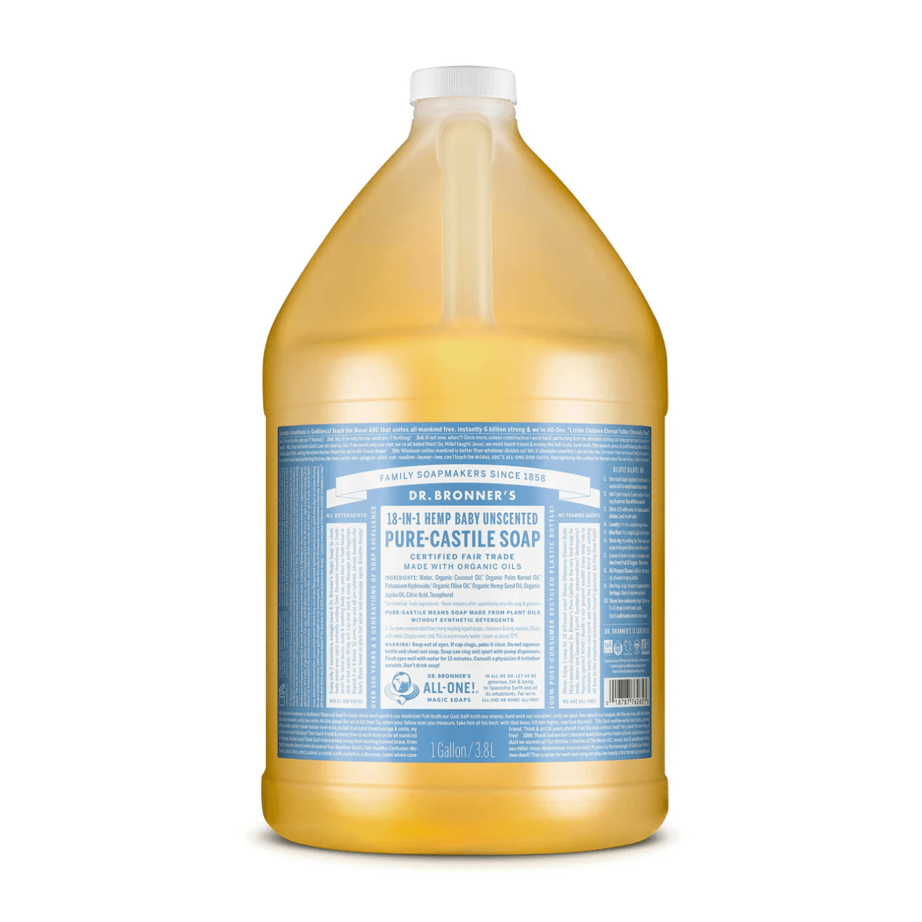 Baby Unscented Pure - Castile Liquid Soap 3.8L - Eco Natural Products - Dr. Bronner - Liquid Soap