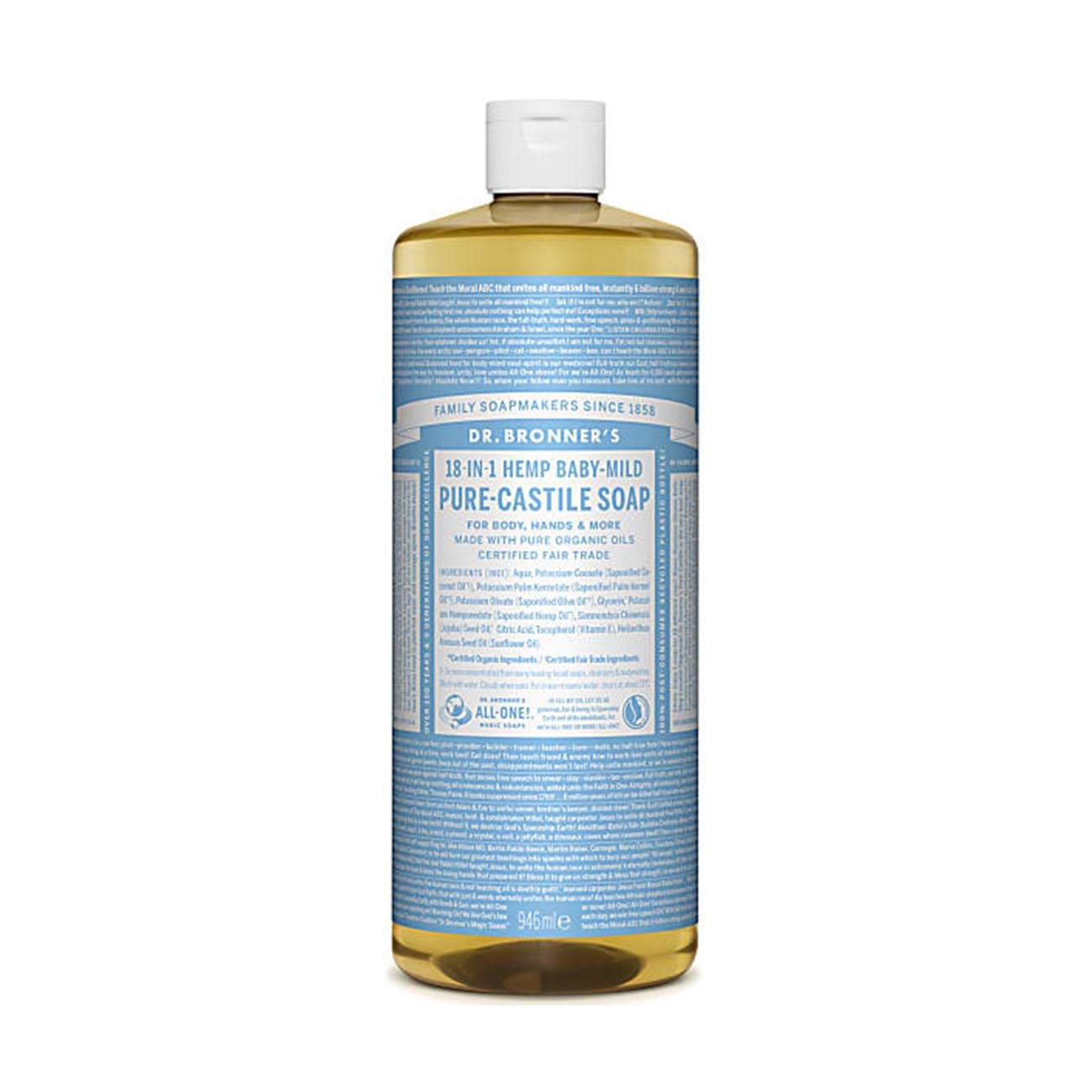 Baby Unscented Pure - Castile Liquid Soap 946ml - Eco Natural Products - Dr. Bronner - Liquid Soap