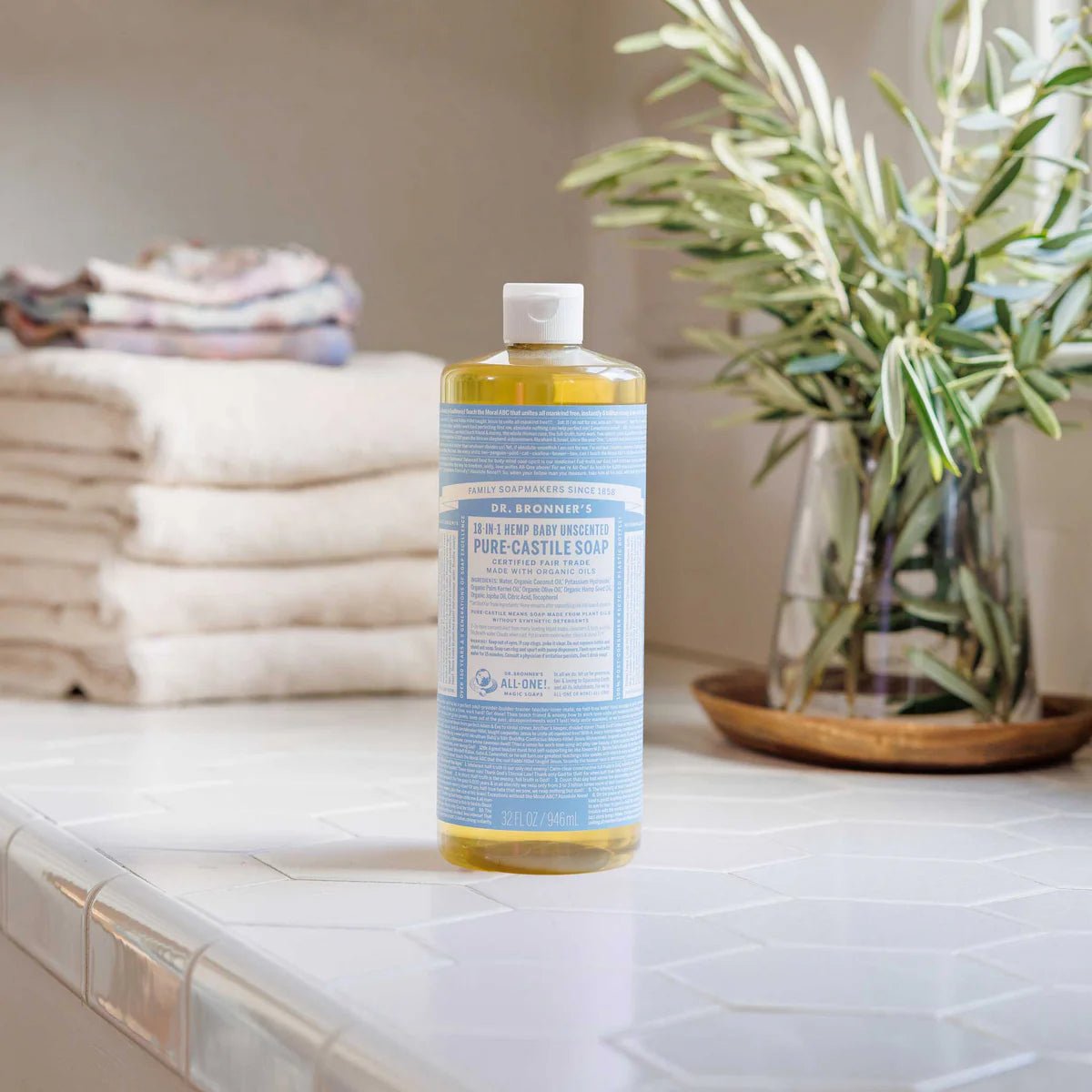 Baby Unscented Pure - Castile Liquid Soap 946ml - Eco Natural Products - Dr. Bronner - Liquid Soap