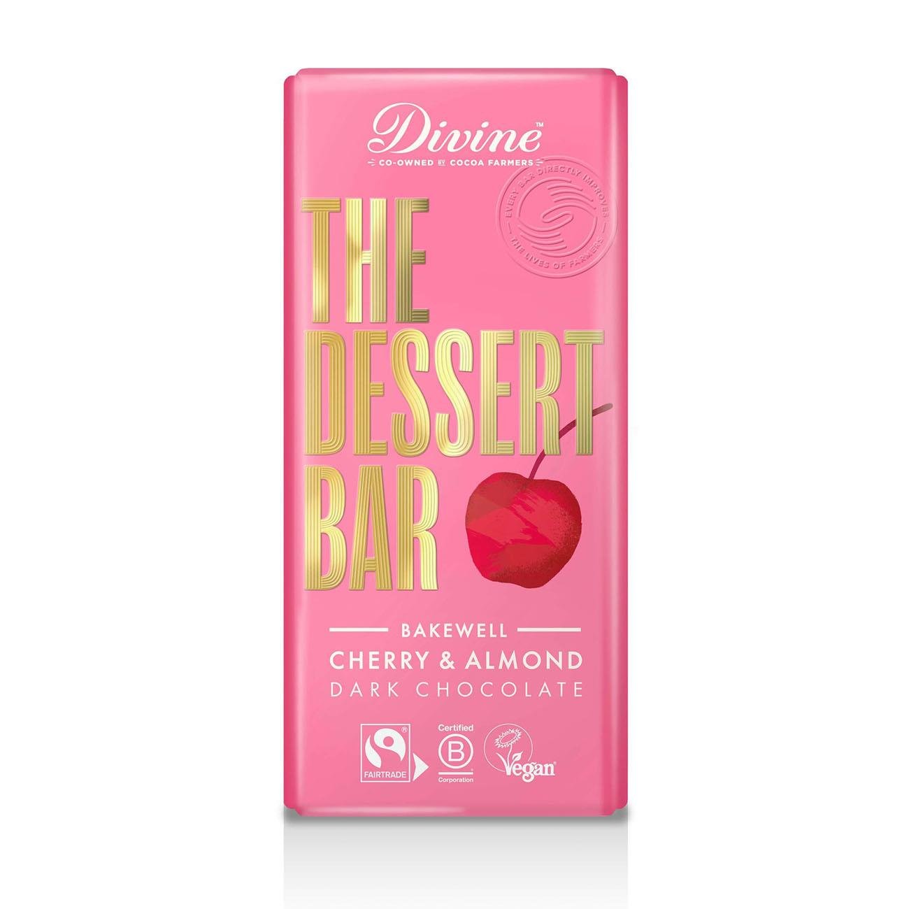 Bakewell Cherry & Almond Dark Chocolate Bar 180g - Divine Chocolate - Chocolate - Eco Natural Products