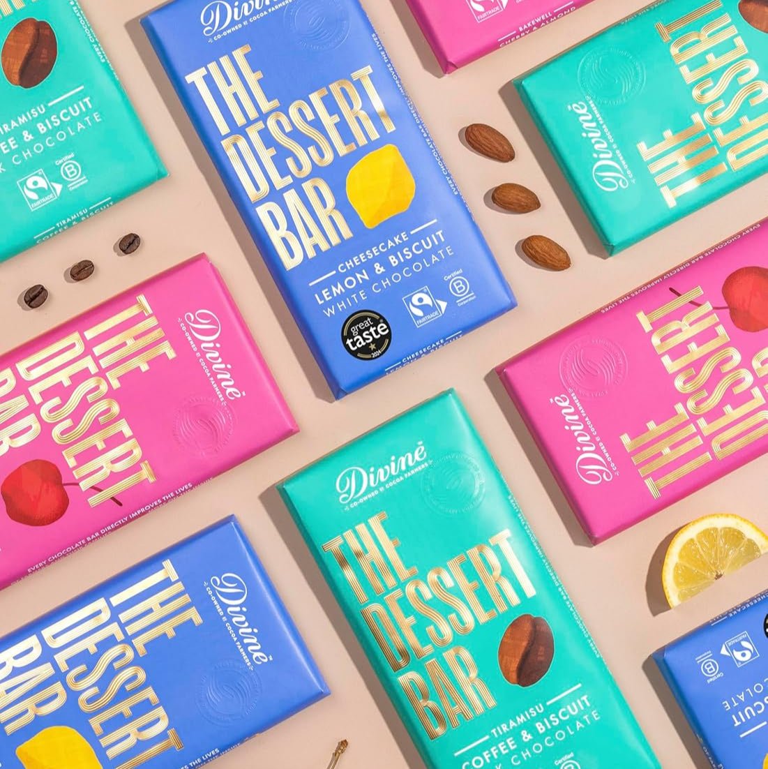 Bakewell Cherry & Almond Dark Chocolate Bar 180g - Divine Chocolate - Chocolate Bar - Eco Natural Products