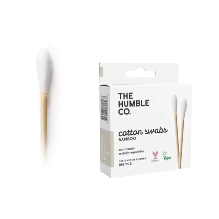 Bamboo Cotton Swabs White 100 pieces - Eco Natural Products - Humble Brush - Cotton Swabs