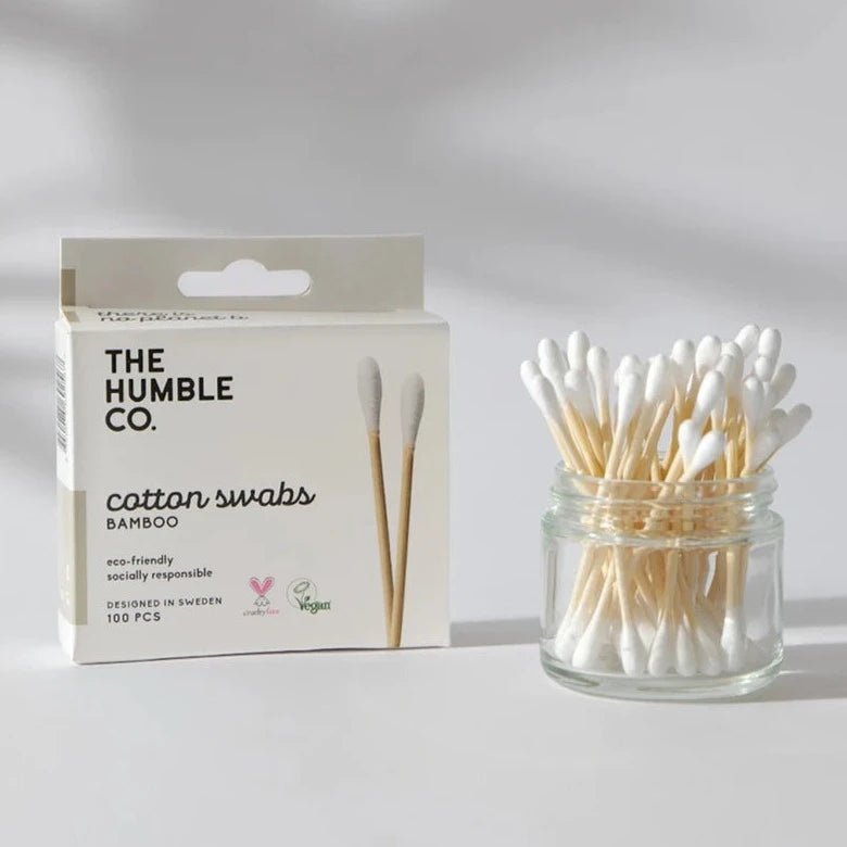 Bamboo Cotton Swabs White 100 pieces - Eco Natural Products - Humble Brush - Cotton Swabs