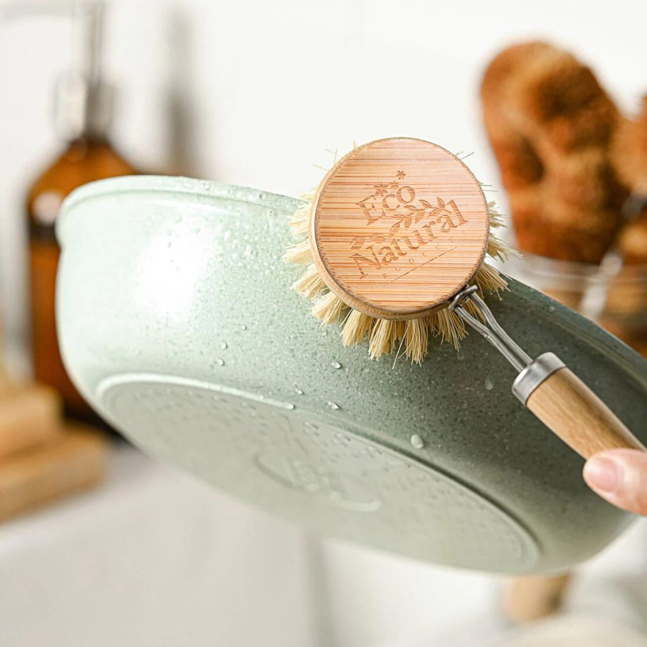 Bamboo Dish Brush Long Handle - Eco Natural Products - Washing Up Brush - Eco Natural Products