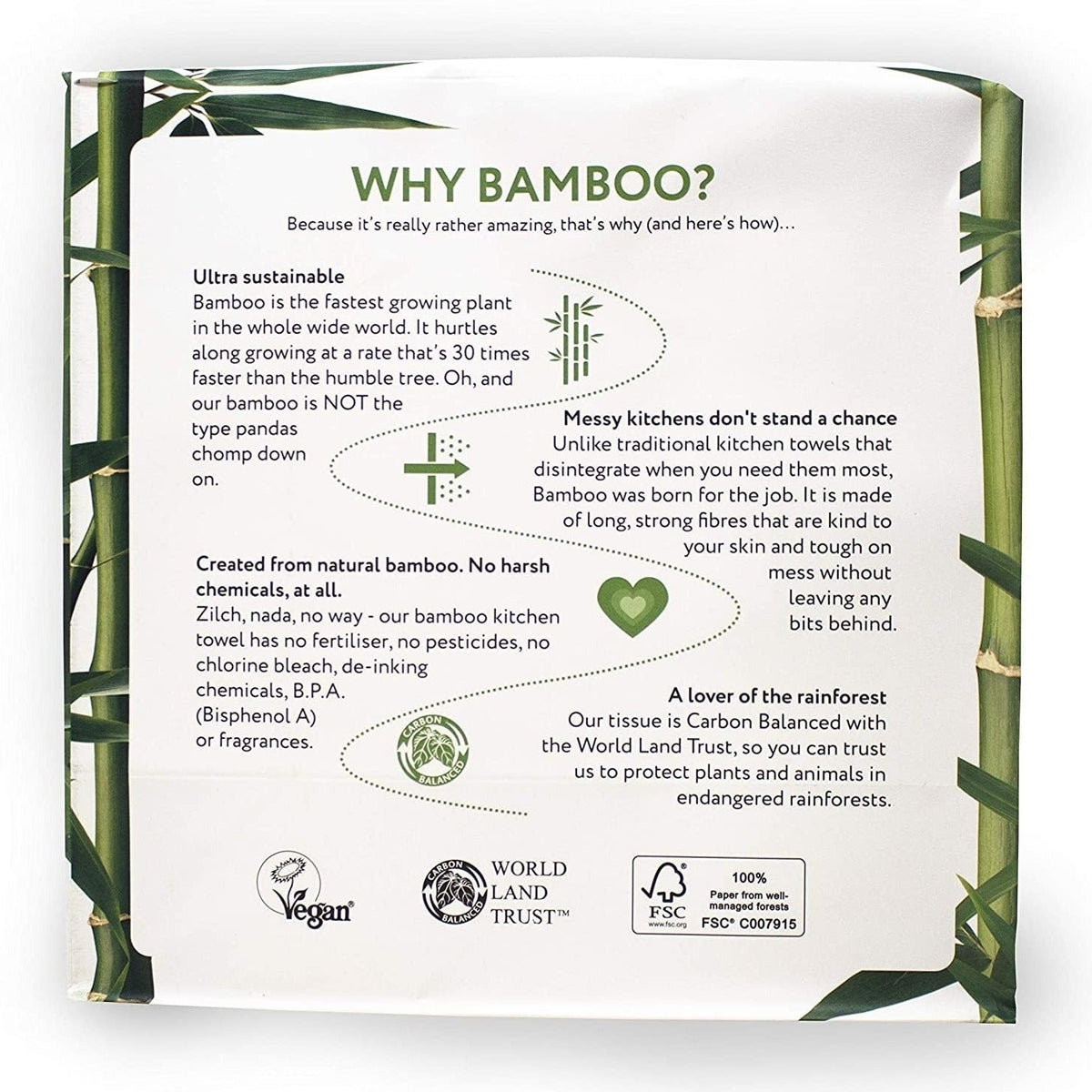 Bamboo Kitchen Towel 200 Sheets 2 Rolls - Cheeky Panda - Kitchen Towels - Eco Natural Products