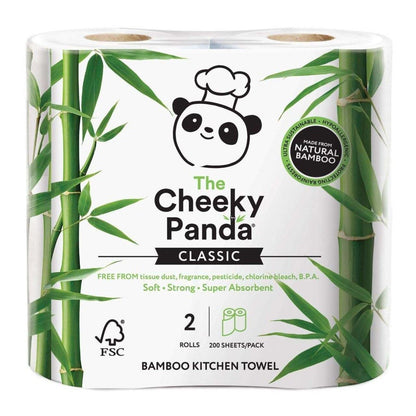 Bamboo Kitchen Towel 200 Sheets 2 Rolls - Cheeky Panda - Kitchen Towels - Eco Natural Products