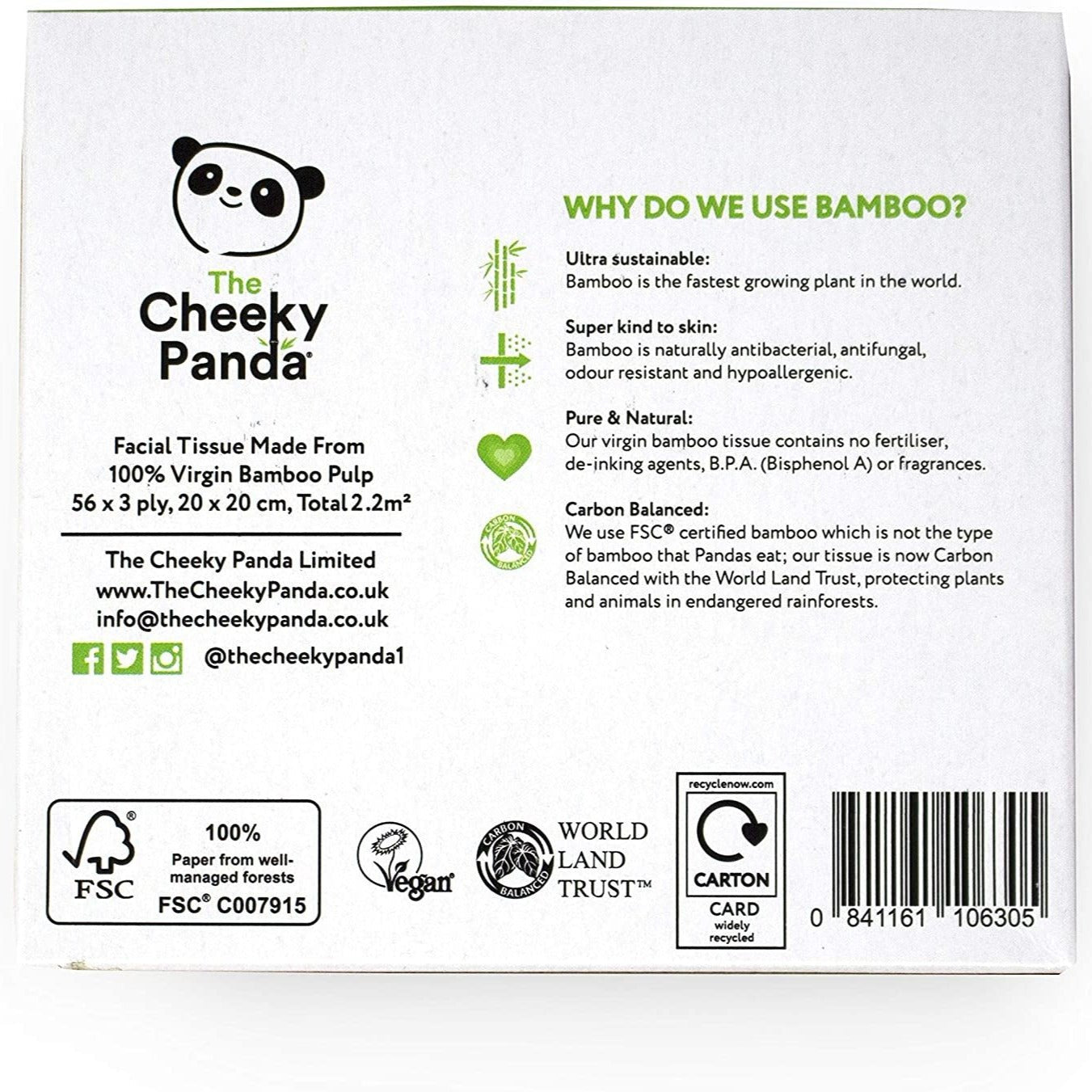 Bamboo Luxury Facial Tissue Cube 3PLY 56 Sheets - Cheeky Panda - Facial Tissues - Eco Natural Products