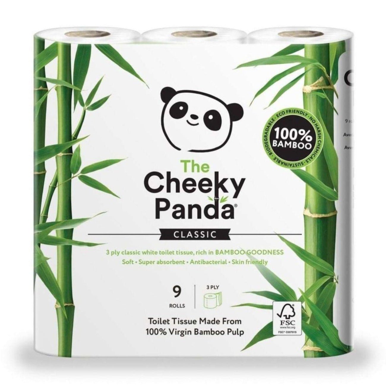 Bamboo Luxury Toilet Tissue 3PLY 200 Sheets 9 Rolls - Cheeky Panda - Toilet Tissue - Eco Natural Products