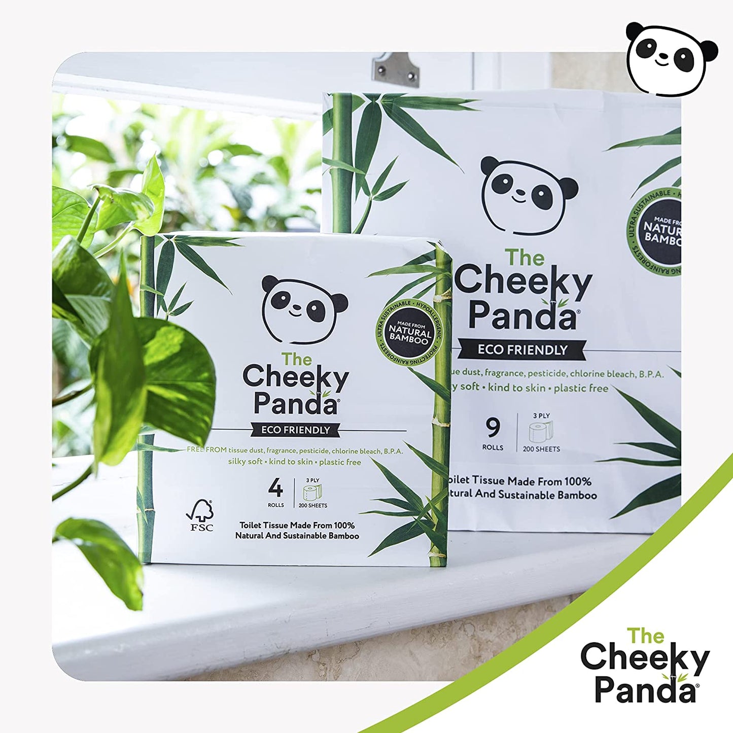 Bamboo Luxury Toilet Tissue 3PLY 200 Sheets 9 Rolls - Cheeky Panda - Toilet Tissue - Eco Natural Products