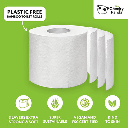 Bamboo Luxury Toilet Tissue 3PLY 200 Sheets 9 Rolls - Cheeky Panda - Toilet Tissue - Eco Natural Products