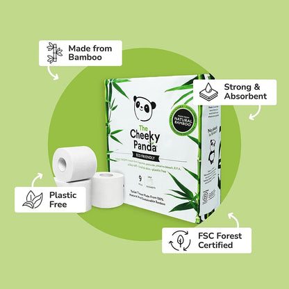 Bamboo Luxury Toilet Tissue 3PLY 200 Sheets 9 Rolls - Cheeky Panda - Toilet Tissue - Eco Natural Products