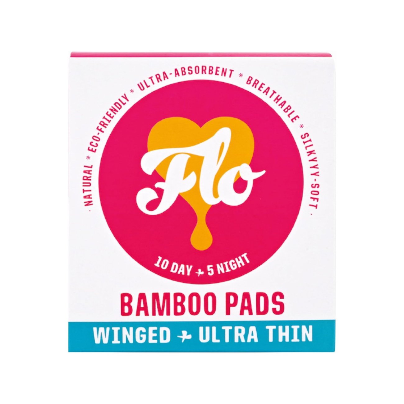 Bamboo Pads Winged & Utra Thin 10 Day & 5 Night Pads - Here We Flo - Feminine Sanitary Supplies - Eco Natural Products