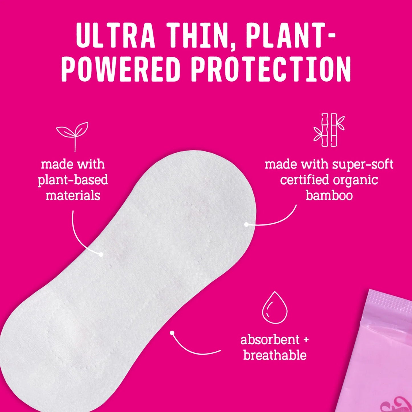 Bamboo Pantyliners 24 in a Pack Plastic Free - Here We Flo - Feminine Sanitary Supplies - Here We Flo