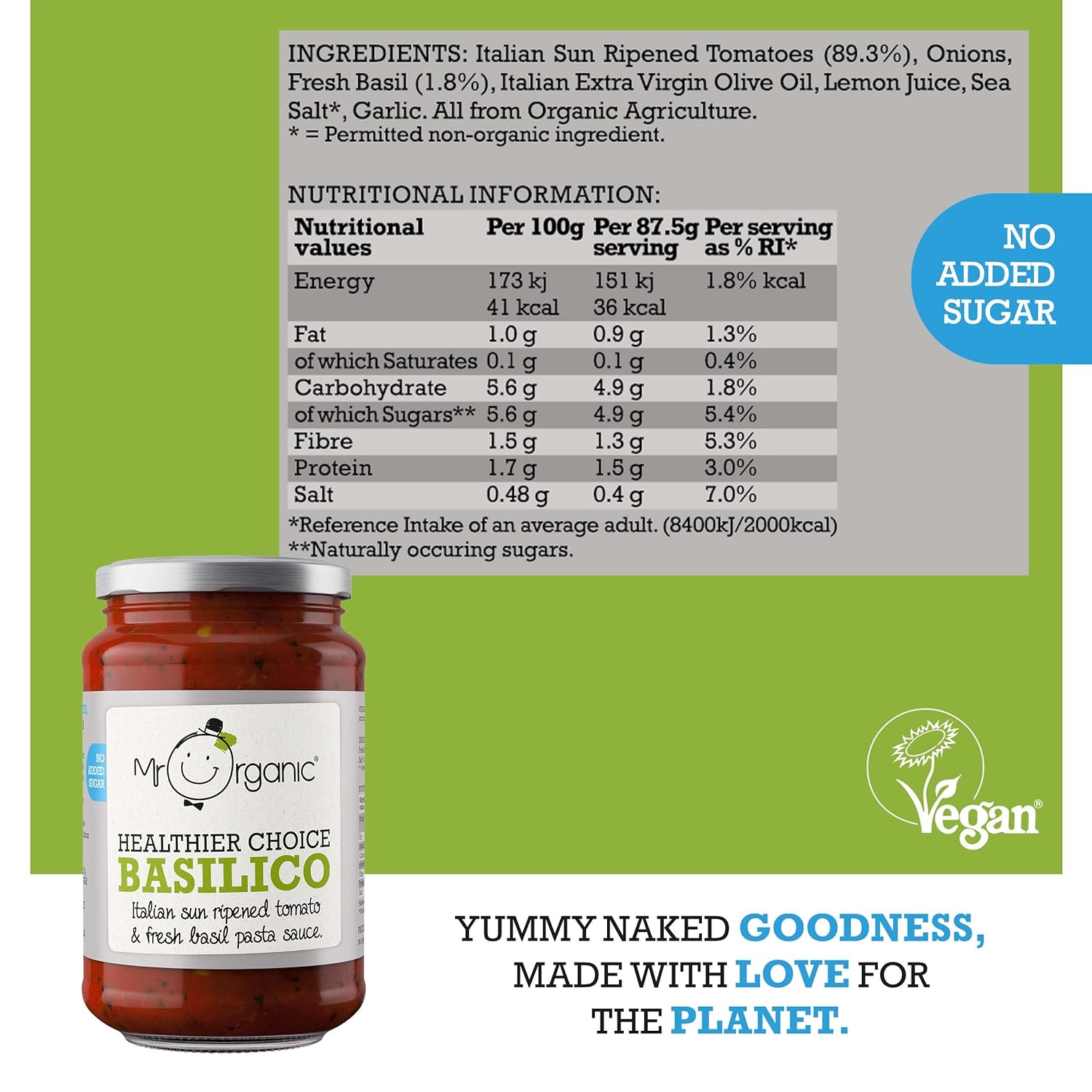 Basilico Pasta Sauce 350g - Mr Organic - Pasta Sauce - Eco Natural Products