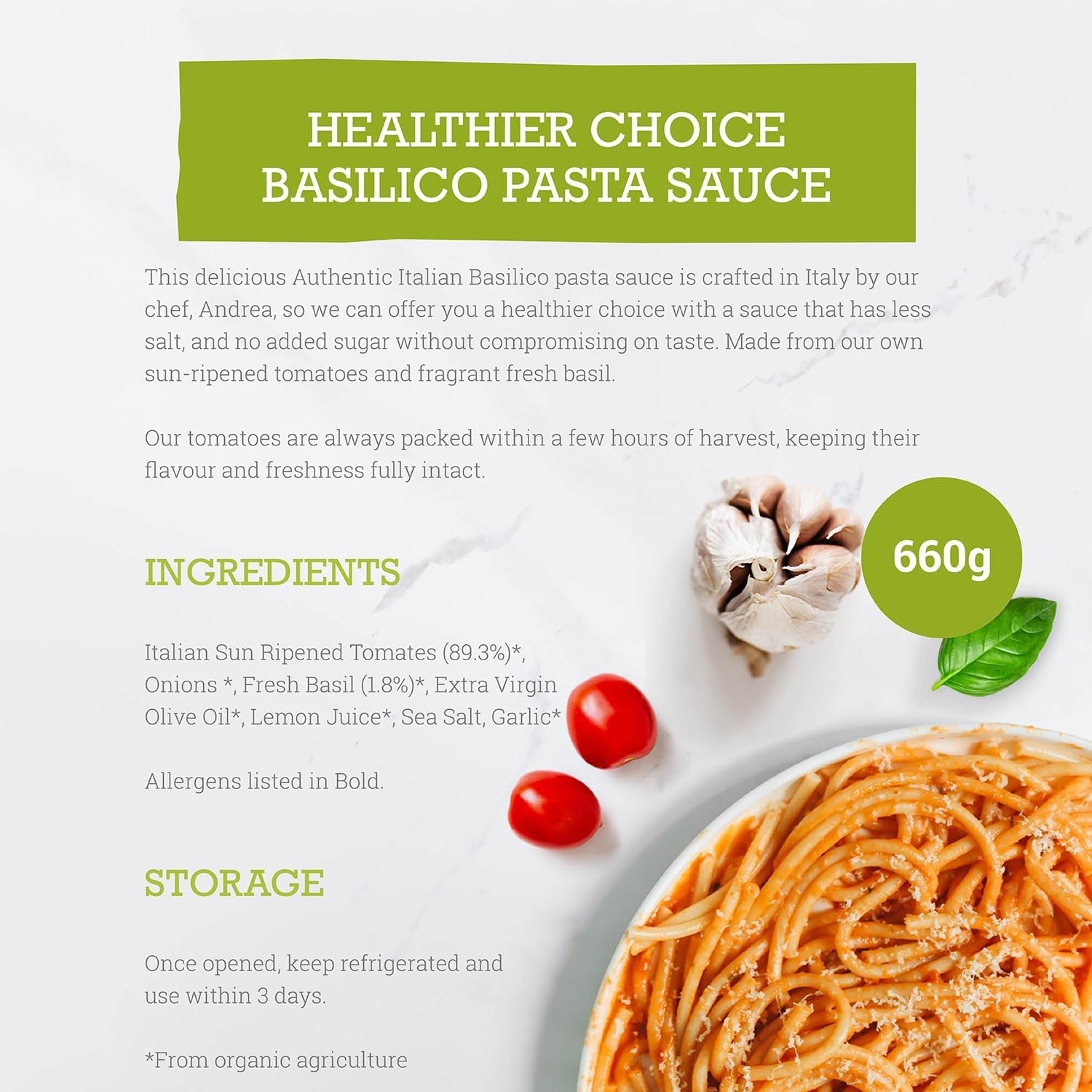 Basilico Pasta Sauce 350g - Eco Natural Products - Mr Organic - Pasta Sauce