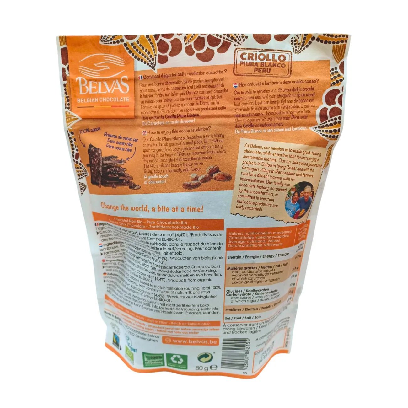 Belgian Thins Dark Chocolate 100% Pure Cacao Nibs 80g - Belvas - Chocolates - Belvas