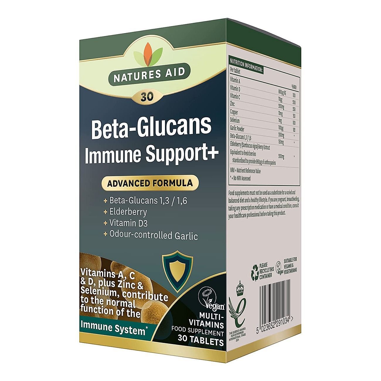 Beta - Glucans Immune Support + 30 Capsules - Natures Aid - Vitamins & Supplements - Eco Natural Products