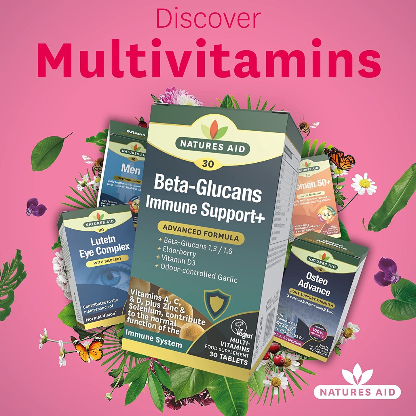 Beta - Glucans Immune Support + 30 Capsules - Natures Aid - Vitamins & Supplements - Eco Natural Products