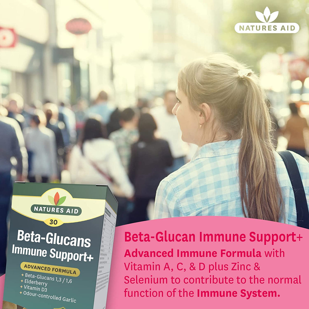 Beta - Glucans Immune Support + 30 Capsules - Natures Aid - Vitamins & Supplements - Eco Natural Products