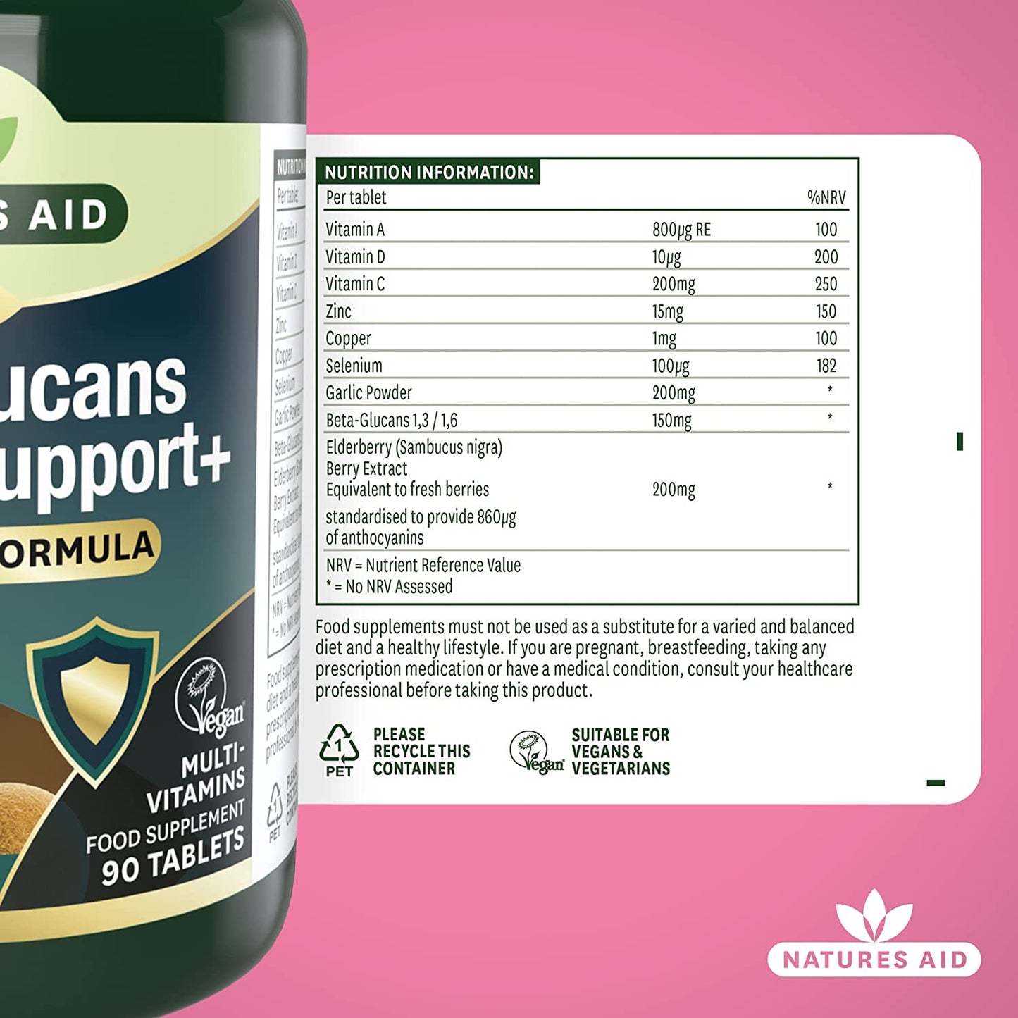 Beta - Glucans Immune Support + 90capsules - Natures Aid - Vitamins & Supplements - Eco Natural Products