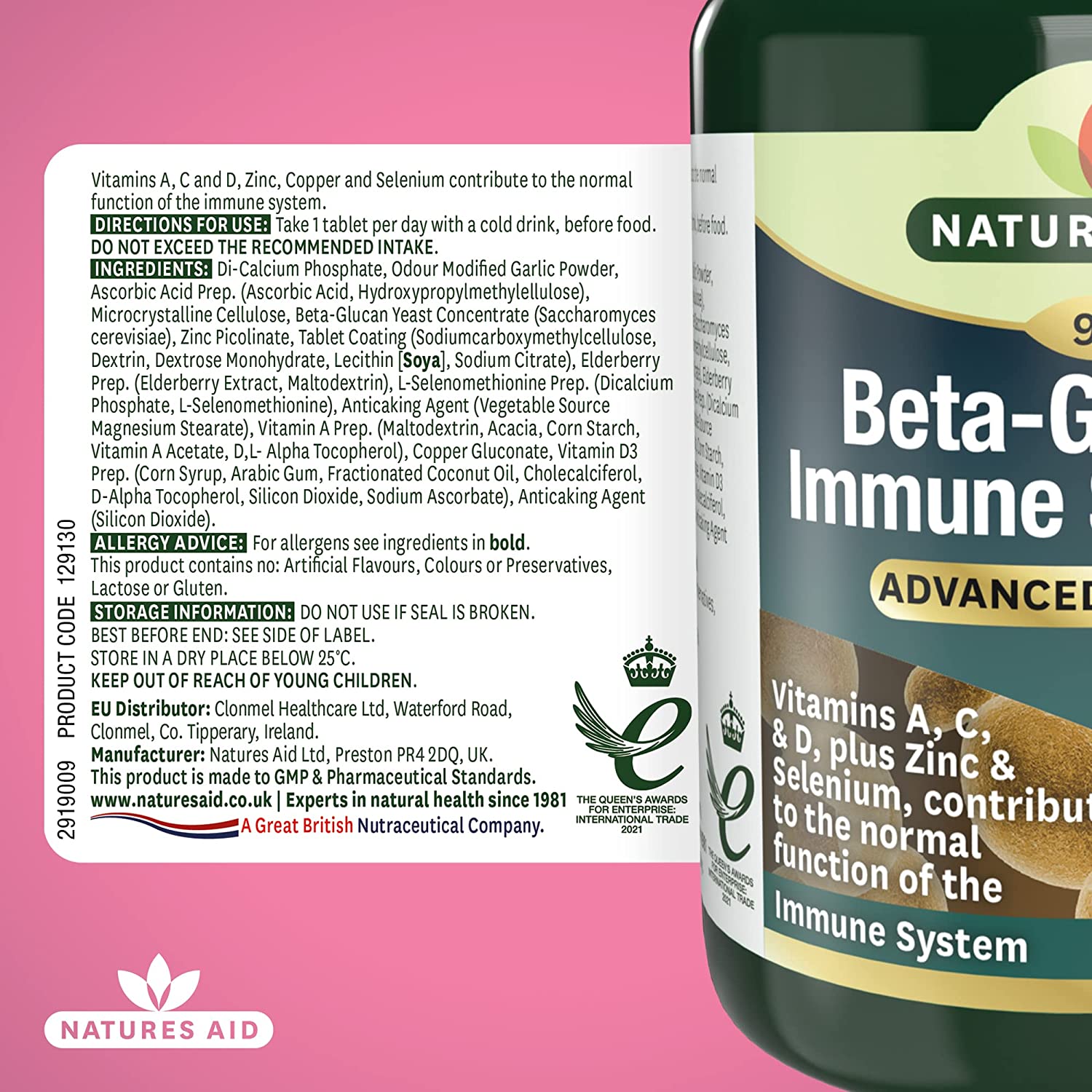 Beta - Glucans Immune Support + 90capsules - Natures Aid - Vitamins & Supplements - Eco Natural Products