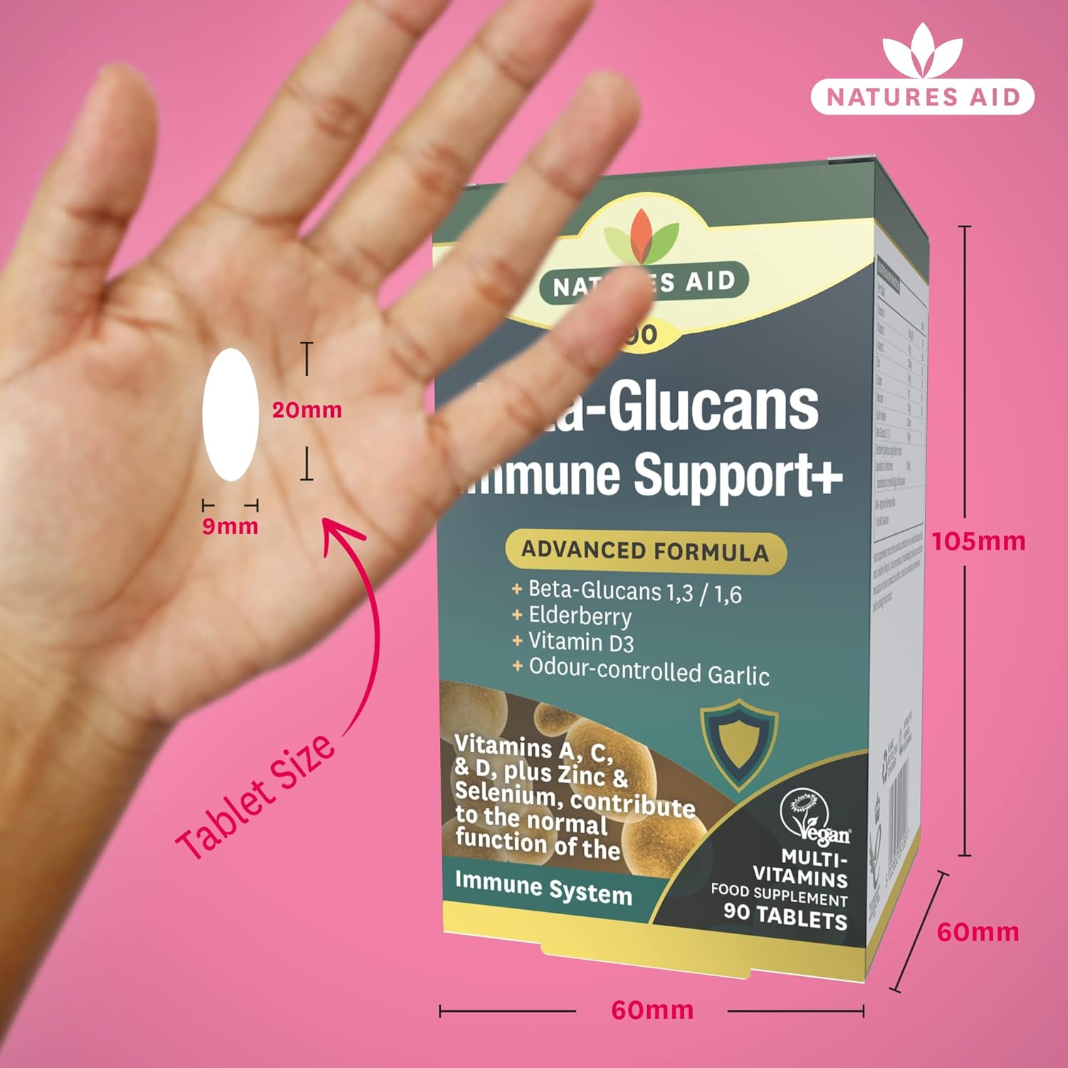 Beta - Glucans Immune Support + 90capsules - Natures Aid - Vitamins & Supplements - Eco Natural Products