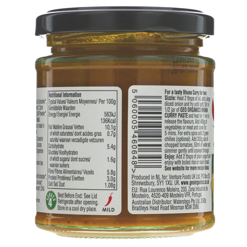 Bhuna India Curry Pastes 180g - Eco Natural Products - Geo Organics - Curry Pastes