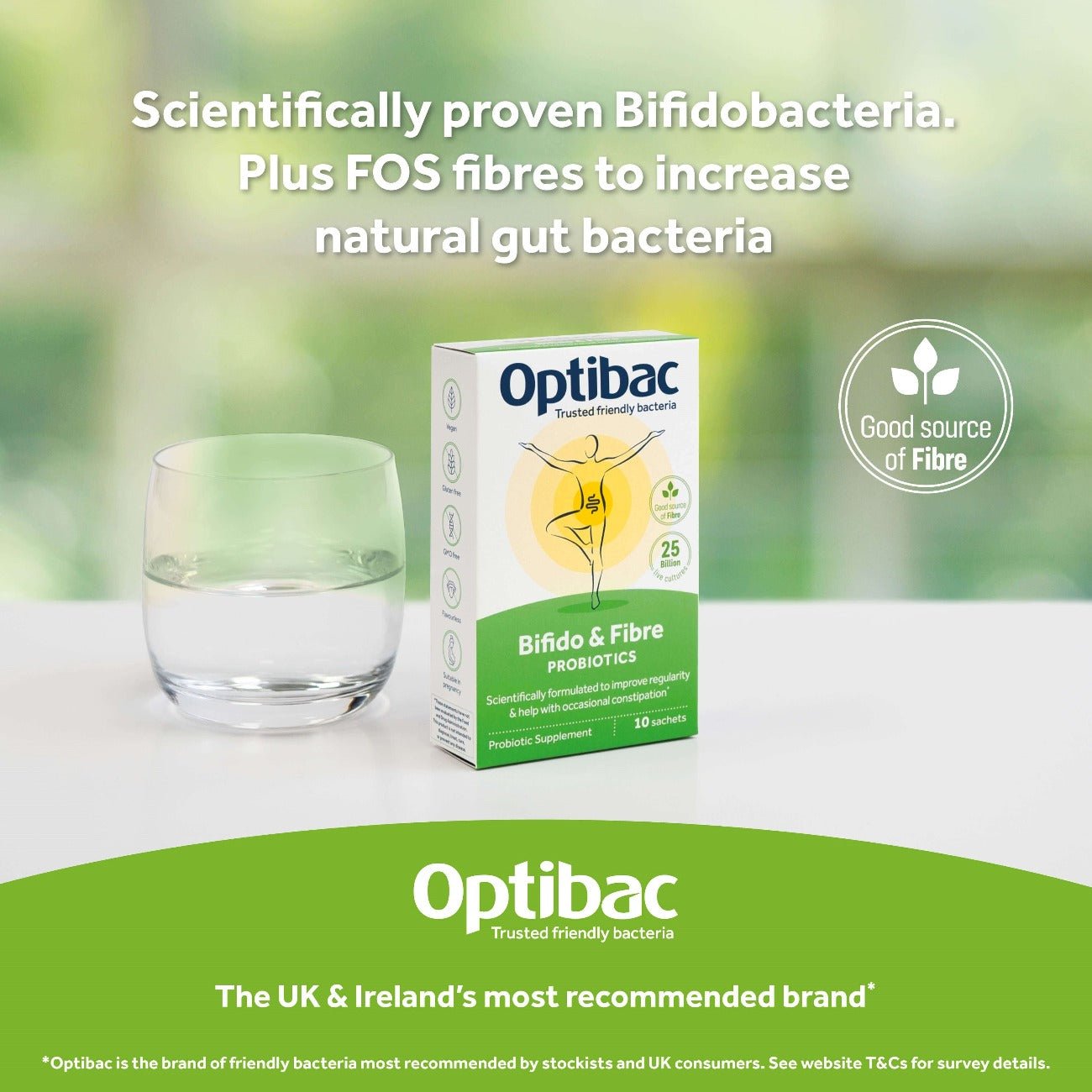 Bifidobacteria and Fibre 10 Sachets - OptiBac Probiotics - Vitamins & Supplements - Eco Natural Products
