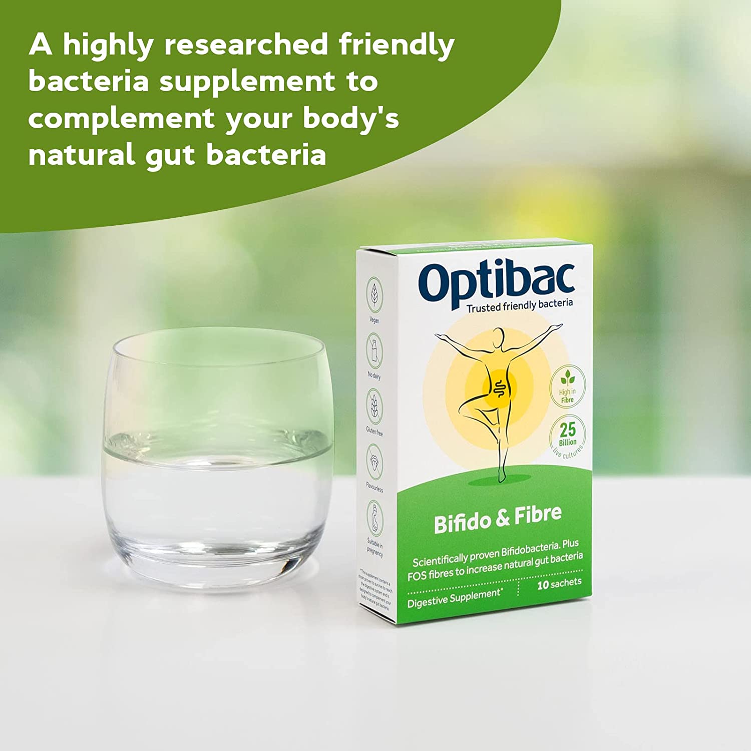 Bifidobacteria and Fibre 10 Sachets - Eco Natural Products - OptiBac Probiotics - Vitamins & Supplements