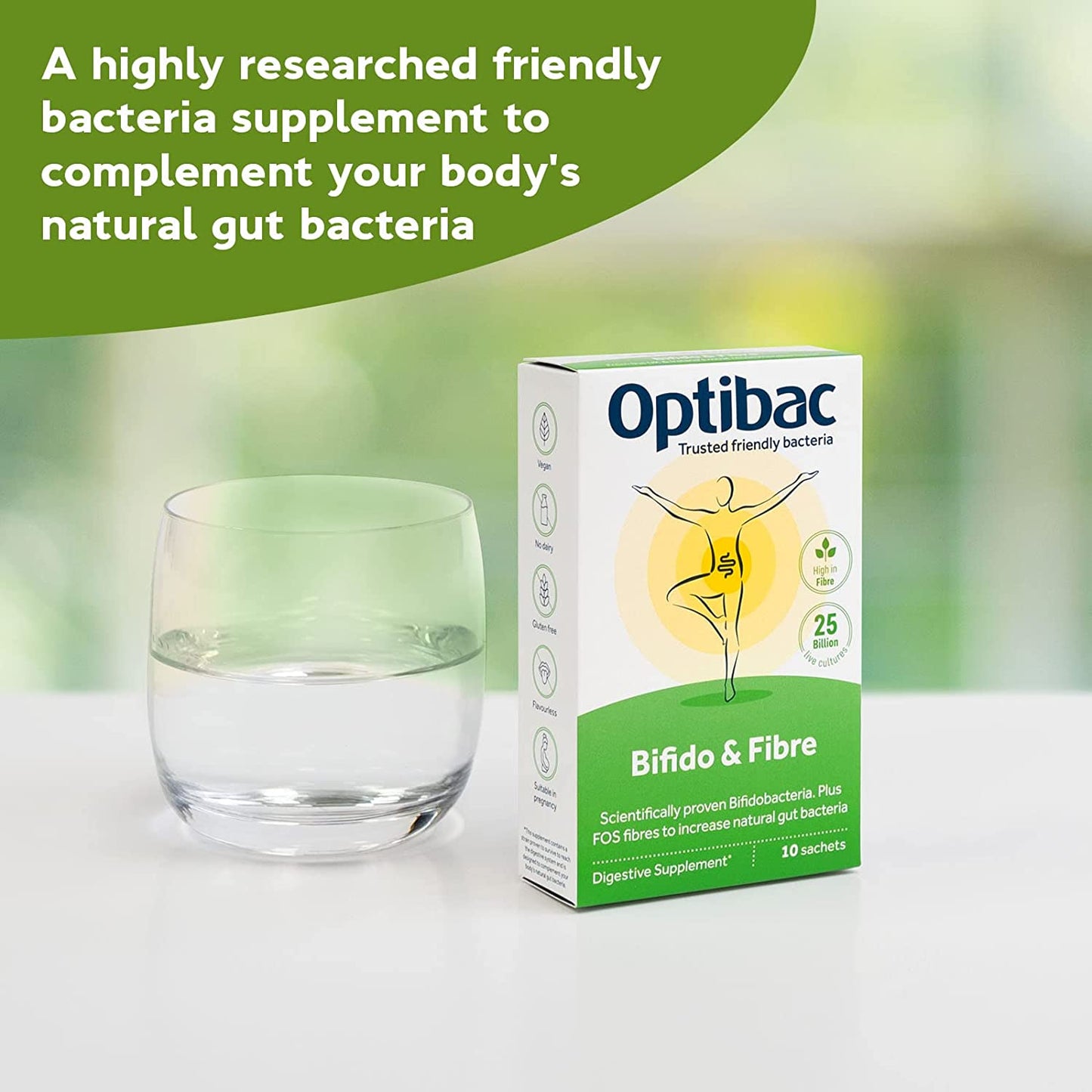 Bifidobacteria and Fibre 10 Sachets - OptiBac Probiotics - Vitamins & Supplements - Eco Natural Products