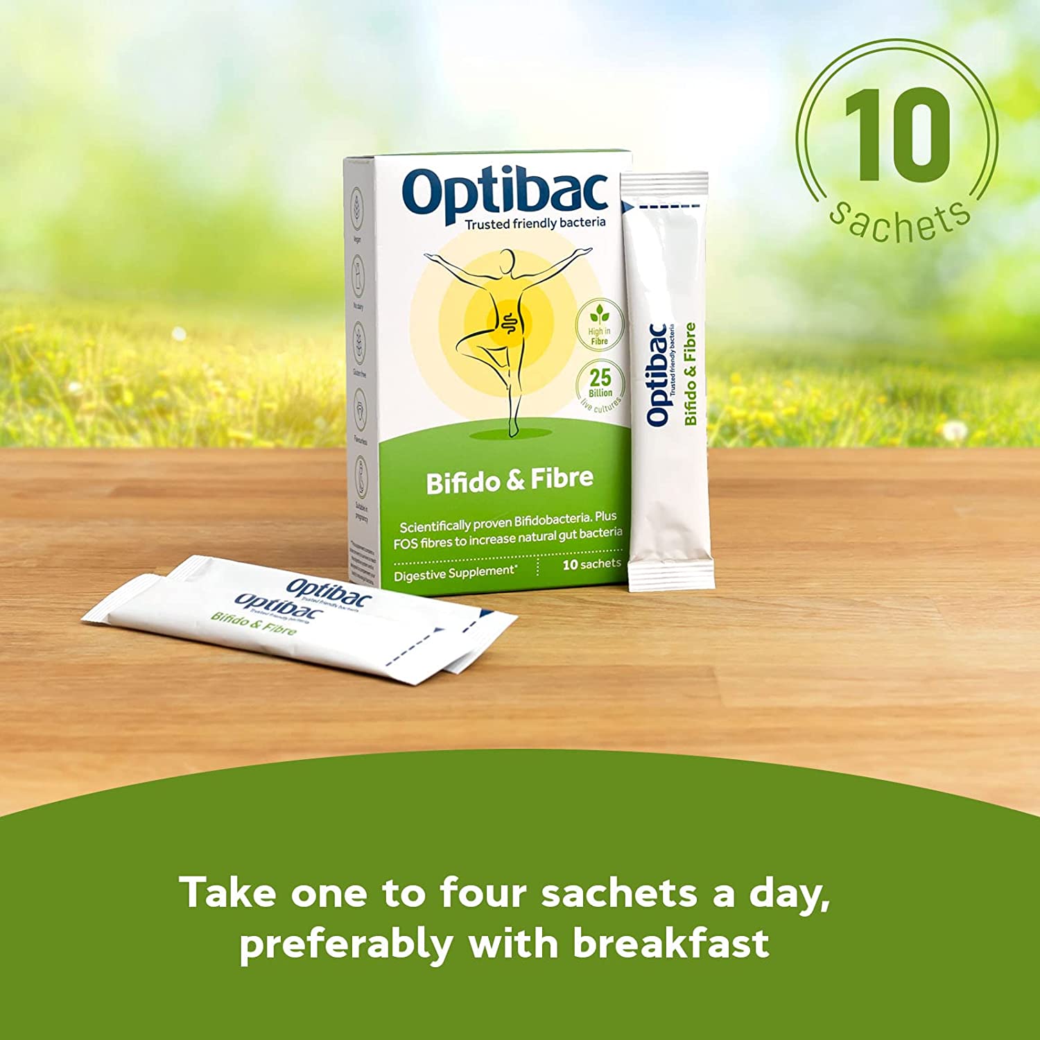 Bifidobacteria and Fibre 10 Sachets - Eco Natural Products - OptiBac Probiotics - Vitamins & Supplements