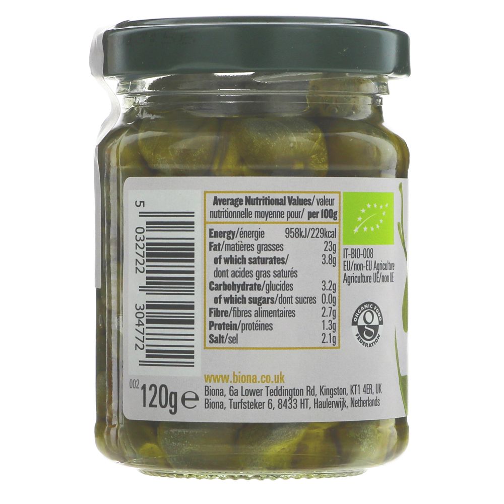 Organic Capers in Extra Virgin Olive Oil 125g