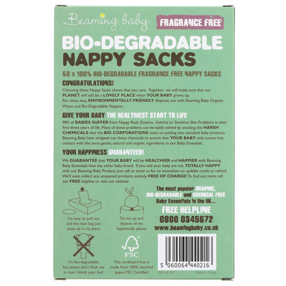Bio - Degradable Nappy Sacks Fragrance Free 60 - Beaming Baby - Nappy Sacks - Eco Natural Products