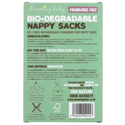 Bio - Degradable Nappy Sacks Fragrance Free 60 - Beaming Baby - Nappy Sacks - Eco Natural Products