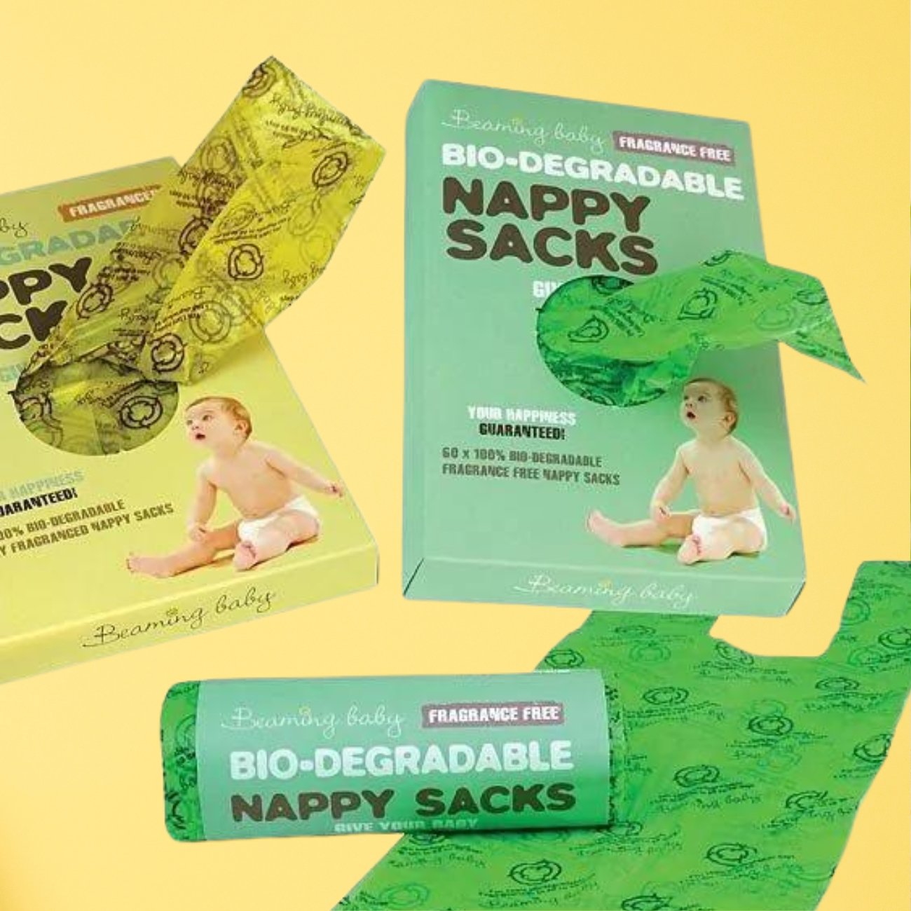 Bio - Degradable Nappy Sacks Fragrance - Free Roll 60 - Eco Natural Products - Beaming Baby - Nappy Sacks