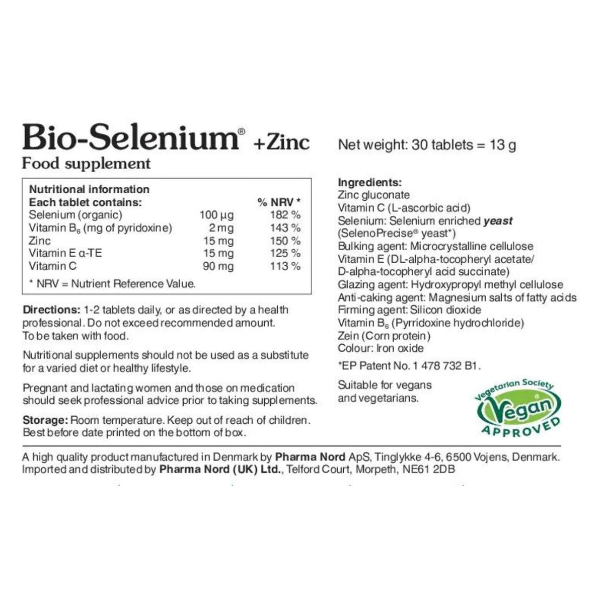 Bio - Selenium + Zinc 30 Tablets - Pharma Nord - Supplement - Eco Natural Products