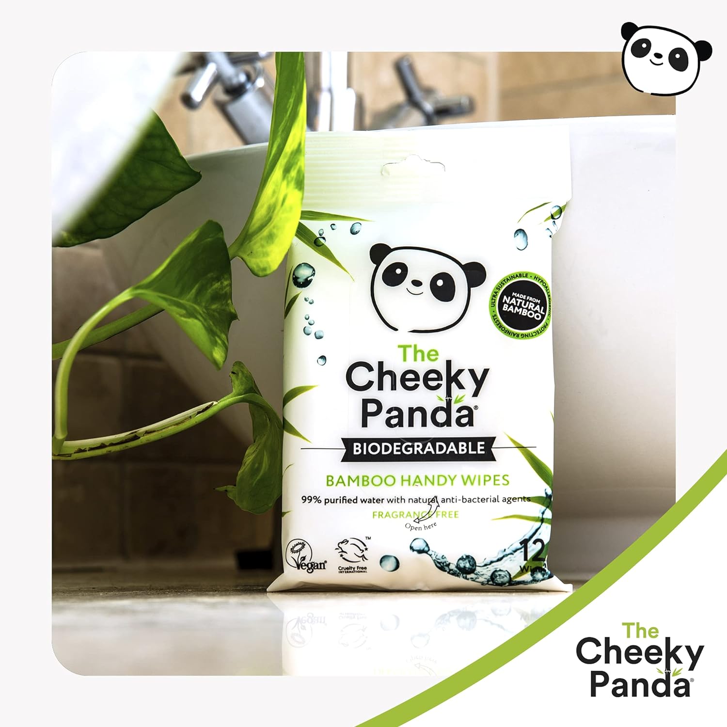 Biodegradable Bamboo Handy Wipes 12wipes - Eco Natural Products - Cheeky Panda - Hand Sanitizers & Wipes