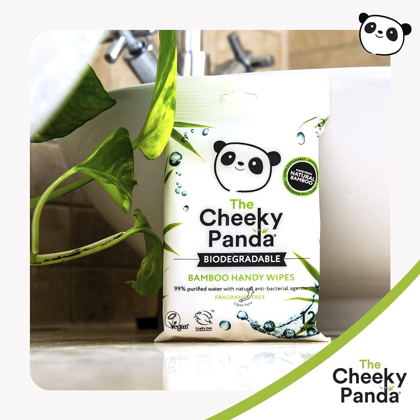 Biodegradable Bamboo Handy Wipes 12wipes - Cheeky Panda - Hand Sanitizers & Wipes - Eco Natural Products