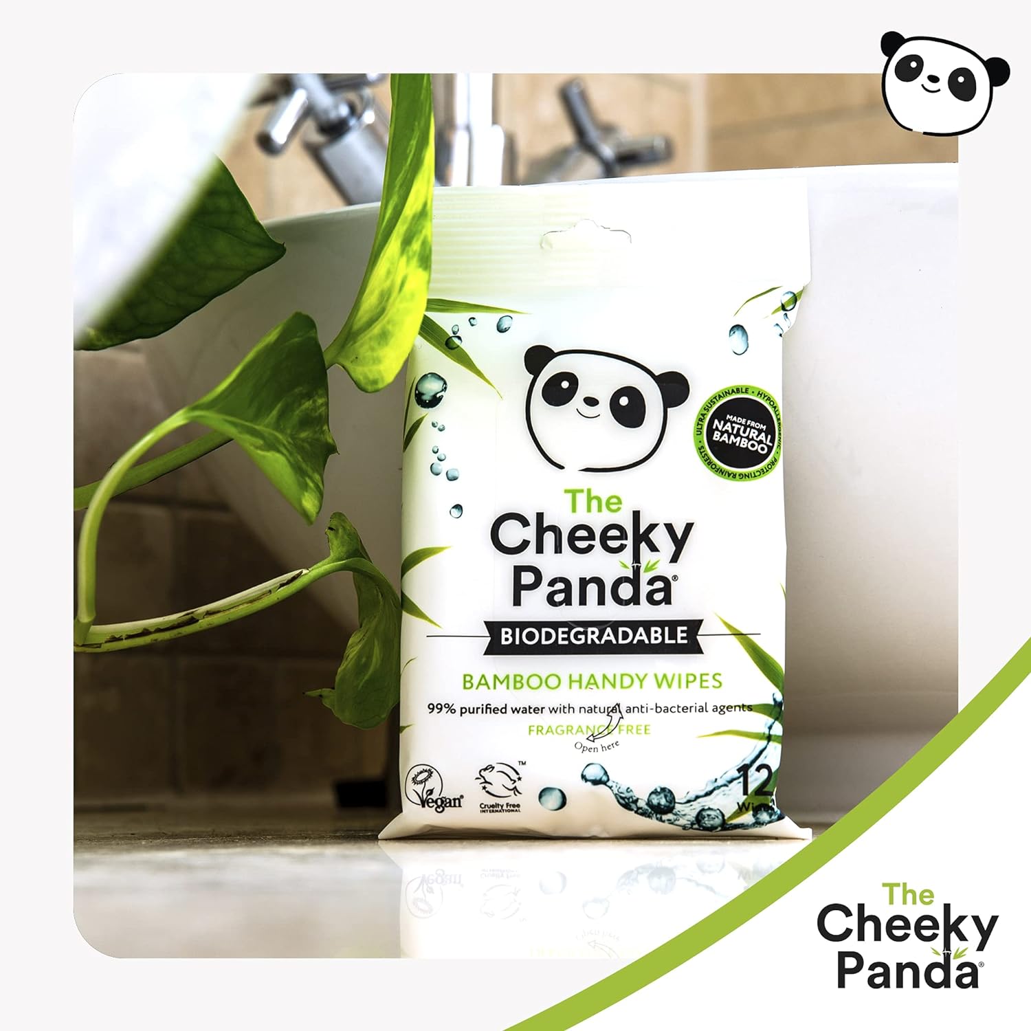 Biodegradable Bamboo Handy Wipes 12wipes - Cheeky Panda - Hand Sanitizers & Wipes - Eco Natural Products