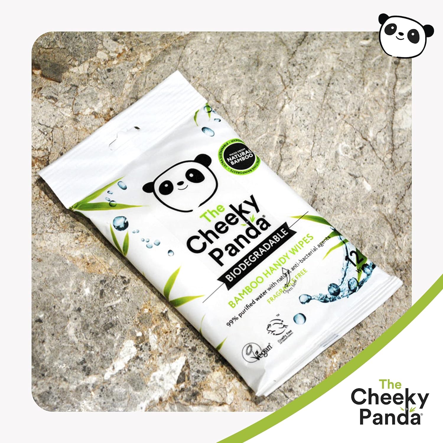 Biodegradable Bamboo Handy Wipes 12wipes - Eco Natural Products - Cheeky Panda - Hand Sanitizers & Wipes