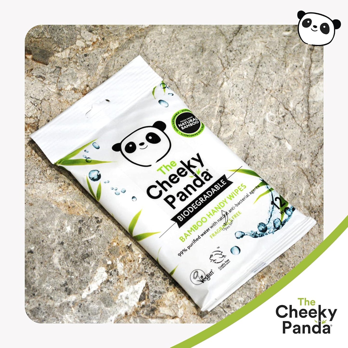 Biodegradable Bamboo Handy Wipes 12wipes - Cheeky Panda - Hand Sanitizers & Wipes - Eco Natural Products