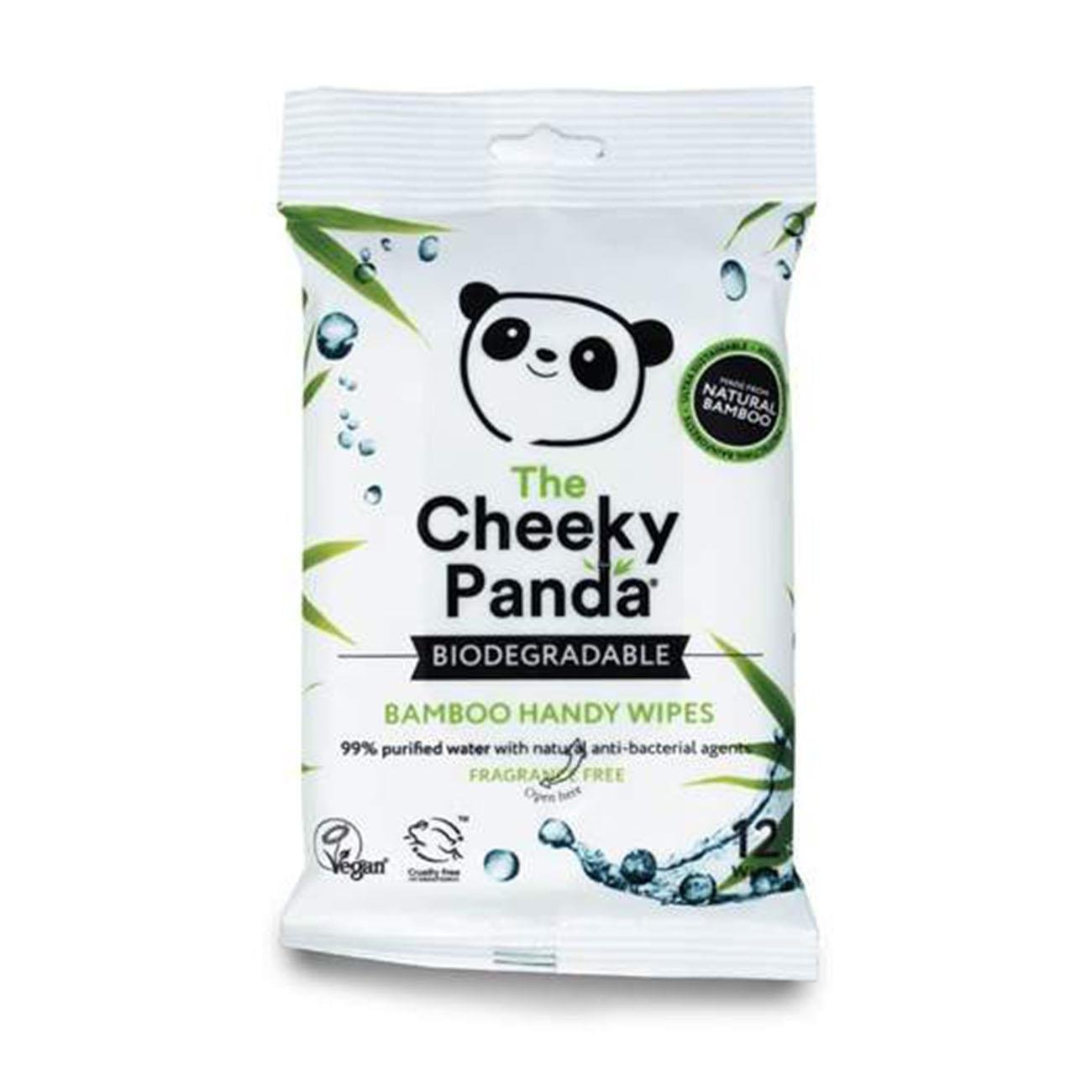 Biodegradable Bamboo Handy Wipes 12wipes - Cheeky Panda - Hand Sanitizers & Wipes - Eco Natural Products