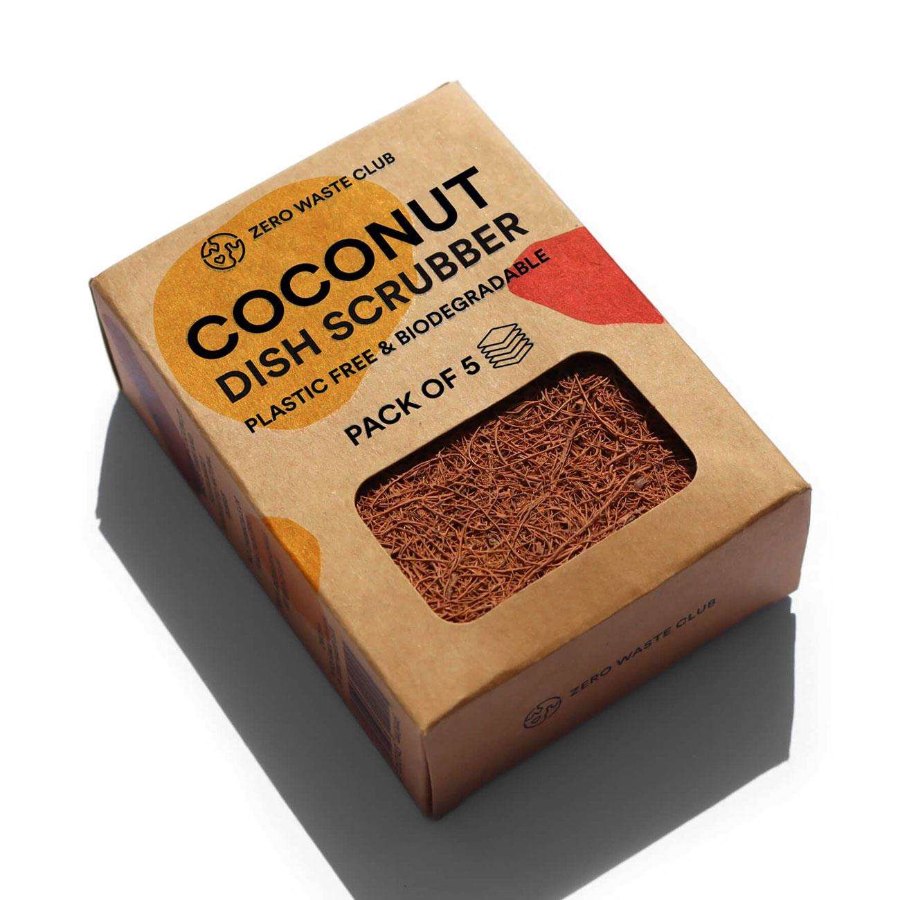 Biodegradable Coconut Kitchen Scourers Pack of 5 - Eco Natural Products - Zero Waste Club - Scourers