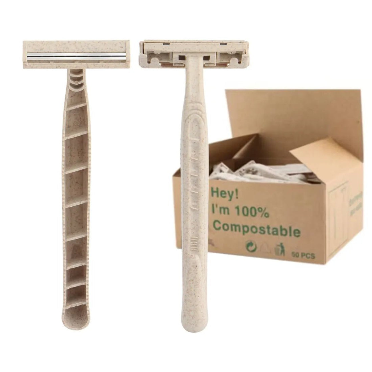 Biodegradable Wheat Straw Disposable Razor 50 Pack - Re:gn - Razors & Razor Blades - Re:gn