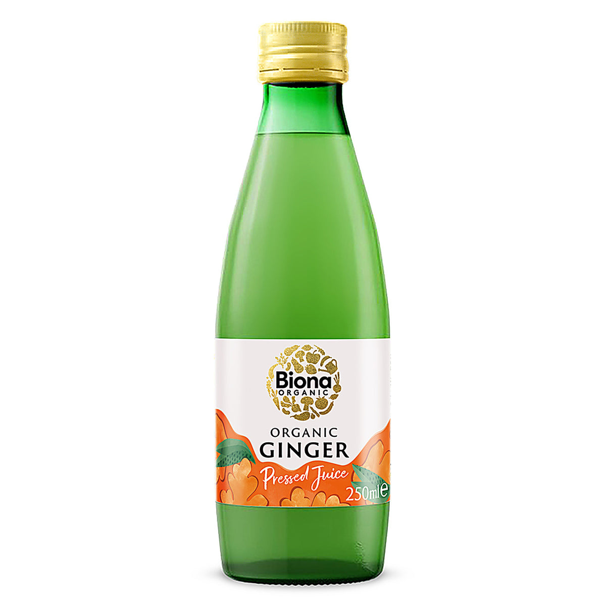 Biona Organic Ginger Pressed Juice 250ml glass bottle front