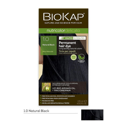 Black 1.0 Rapid Permanent Hair Dye 140ml - BioKap - Hair Color - Eco Natural Products