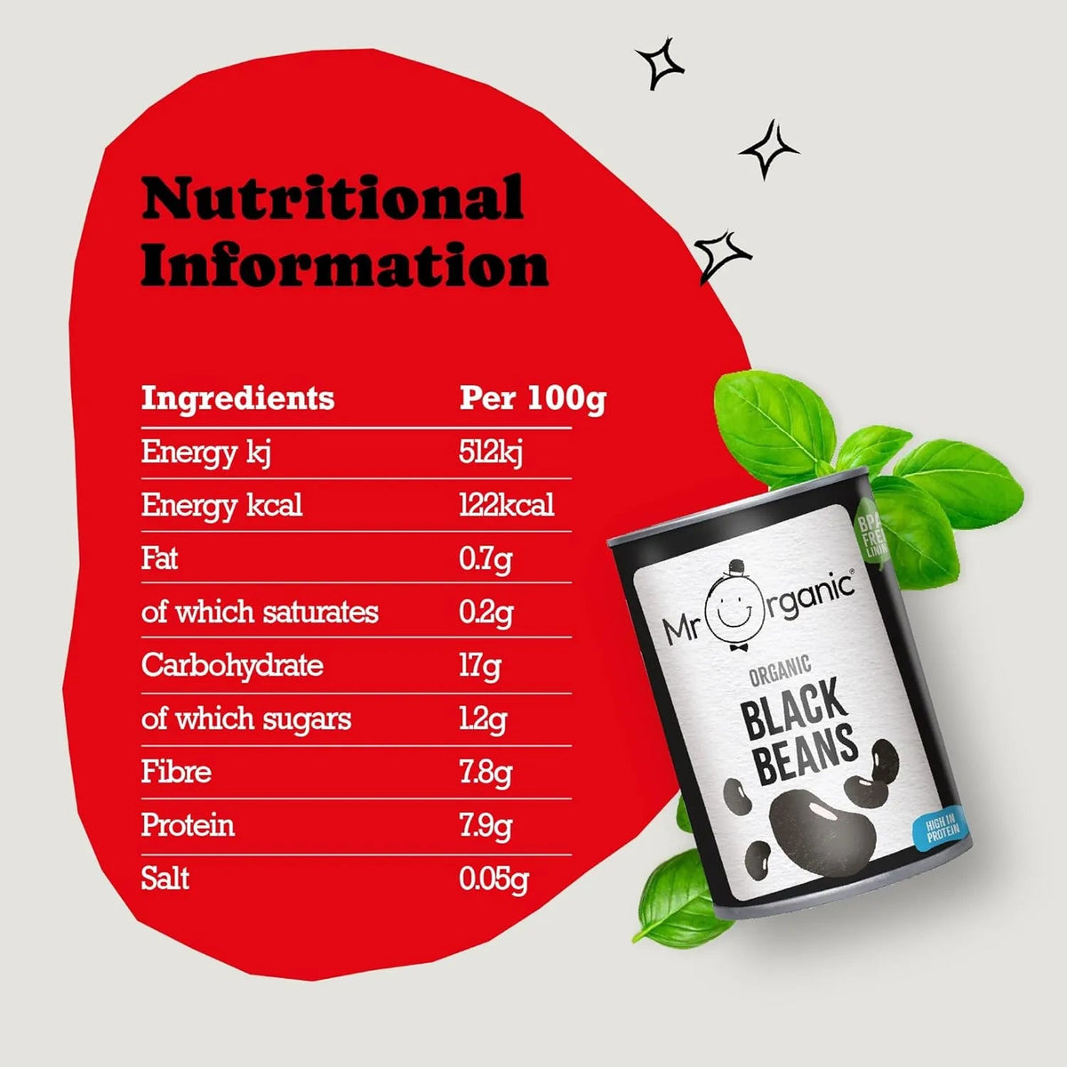 Black Beans Tin 400g - Mr Organic - Canned & Prepared Beans - Mr Organic